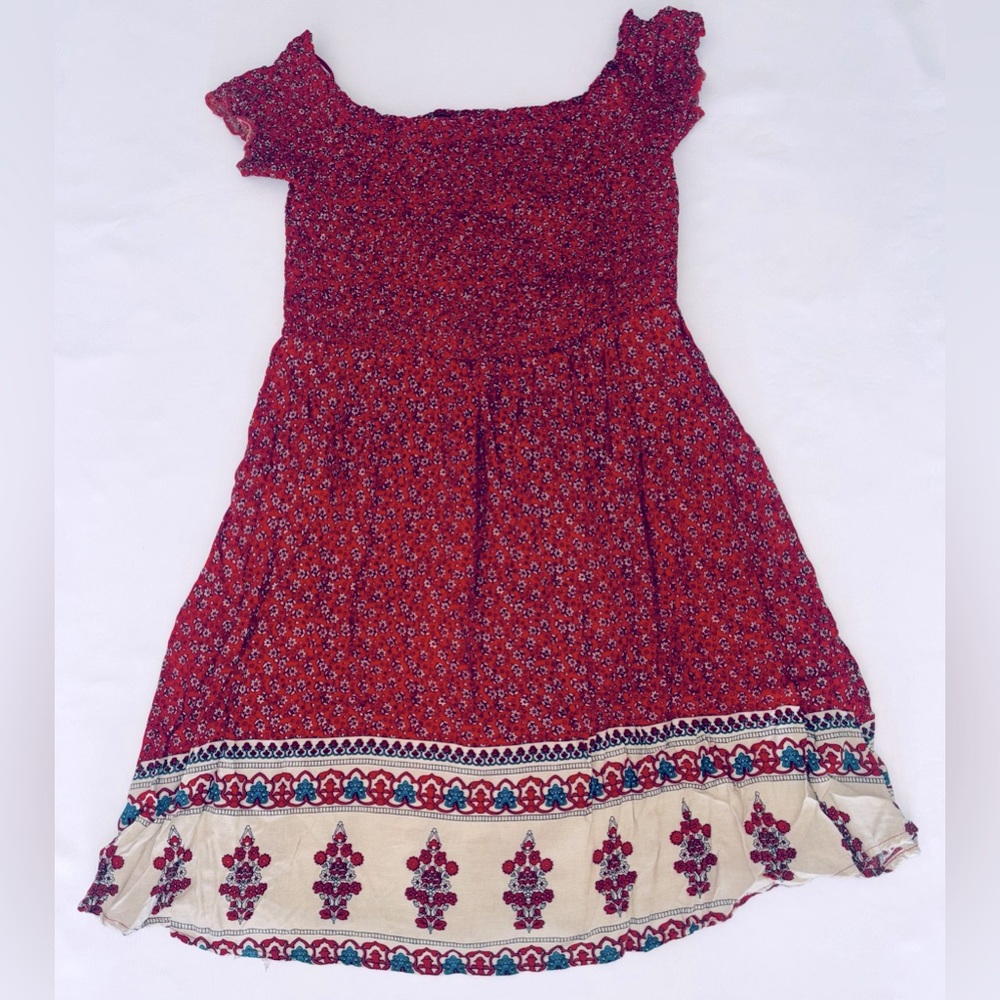 Aakaa Red and Cream Floral Women’s Dress